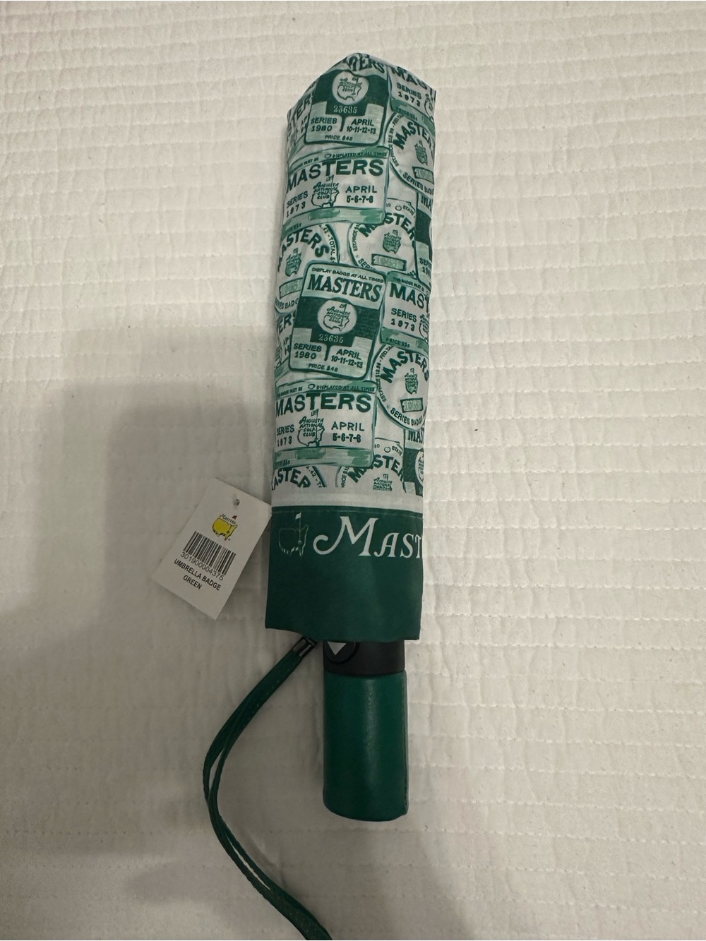 NWT! Masters Green Patterned Folding Umbrella with Matching Sleeve